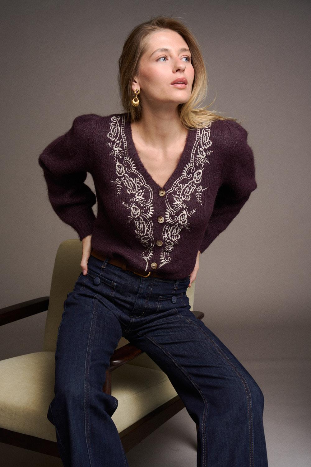 Inès Embroidered Cardigan