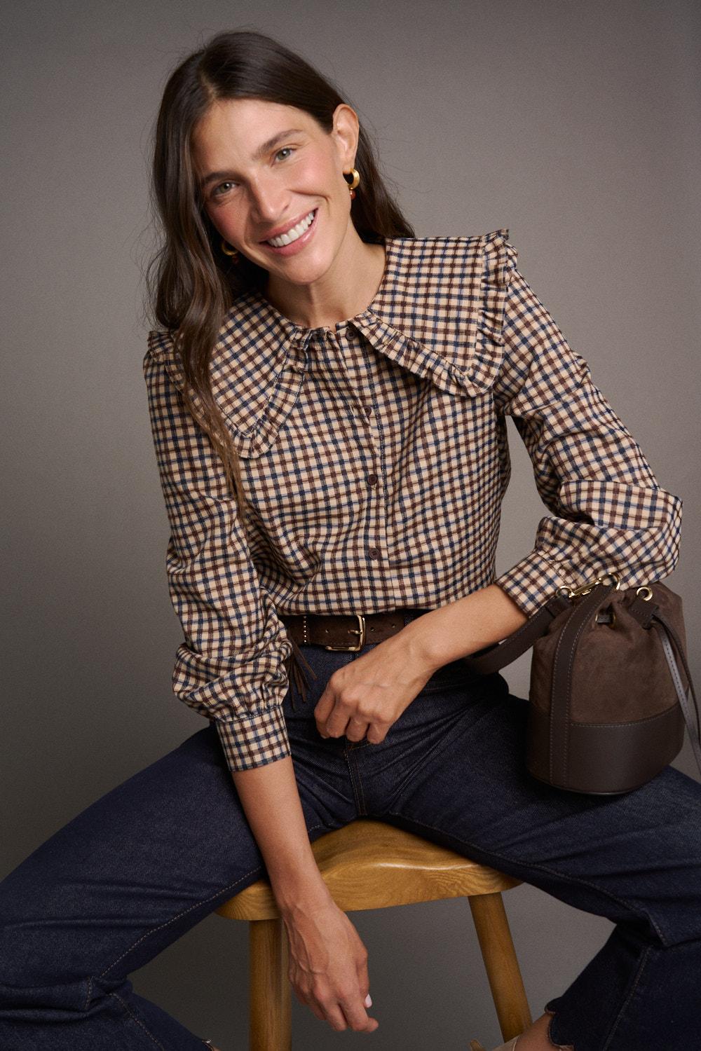 Bérénice Check print Blouse