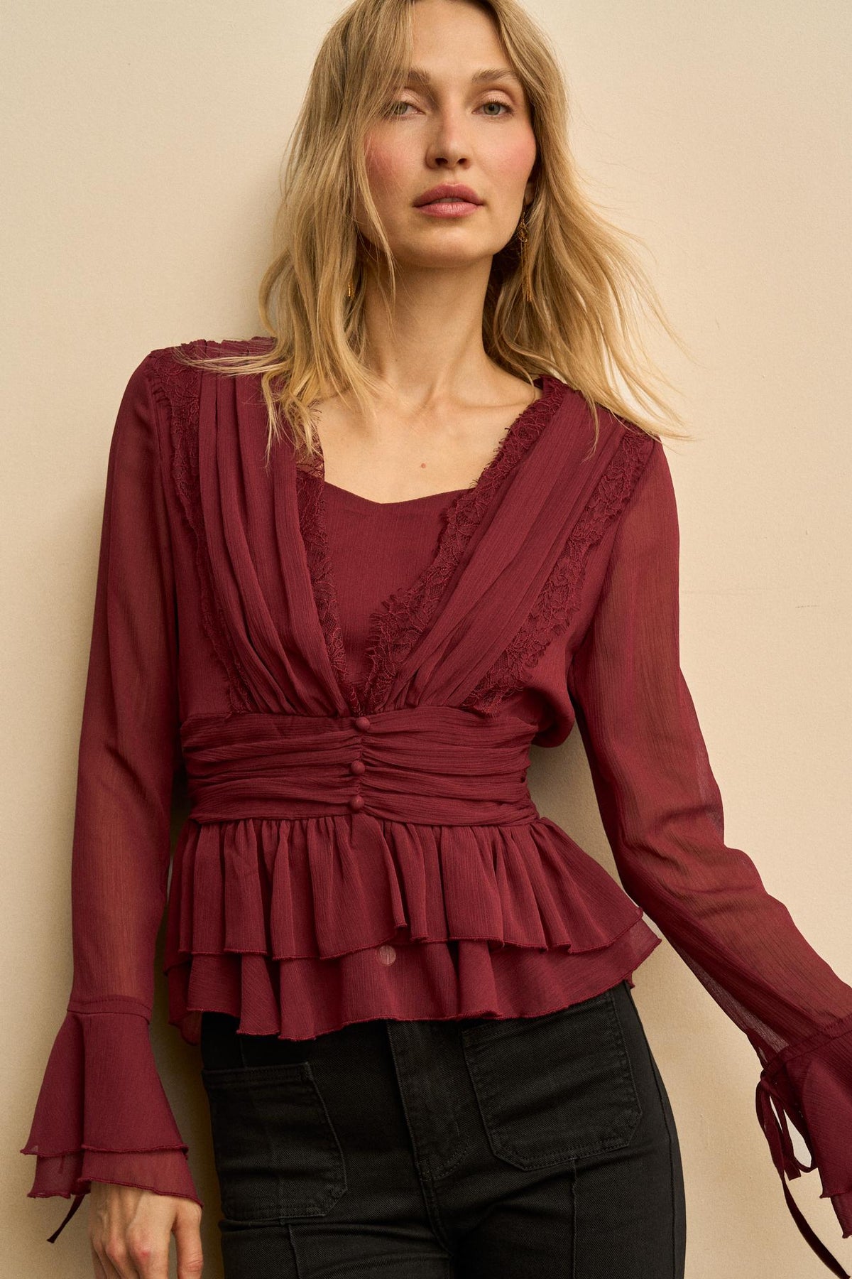 Éliane Ruched Draped Top