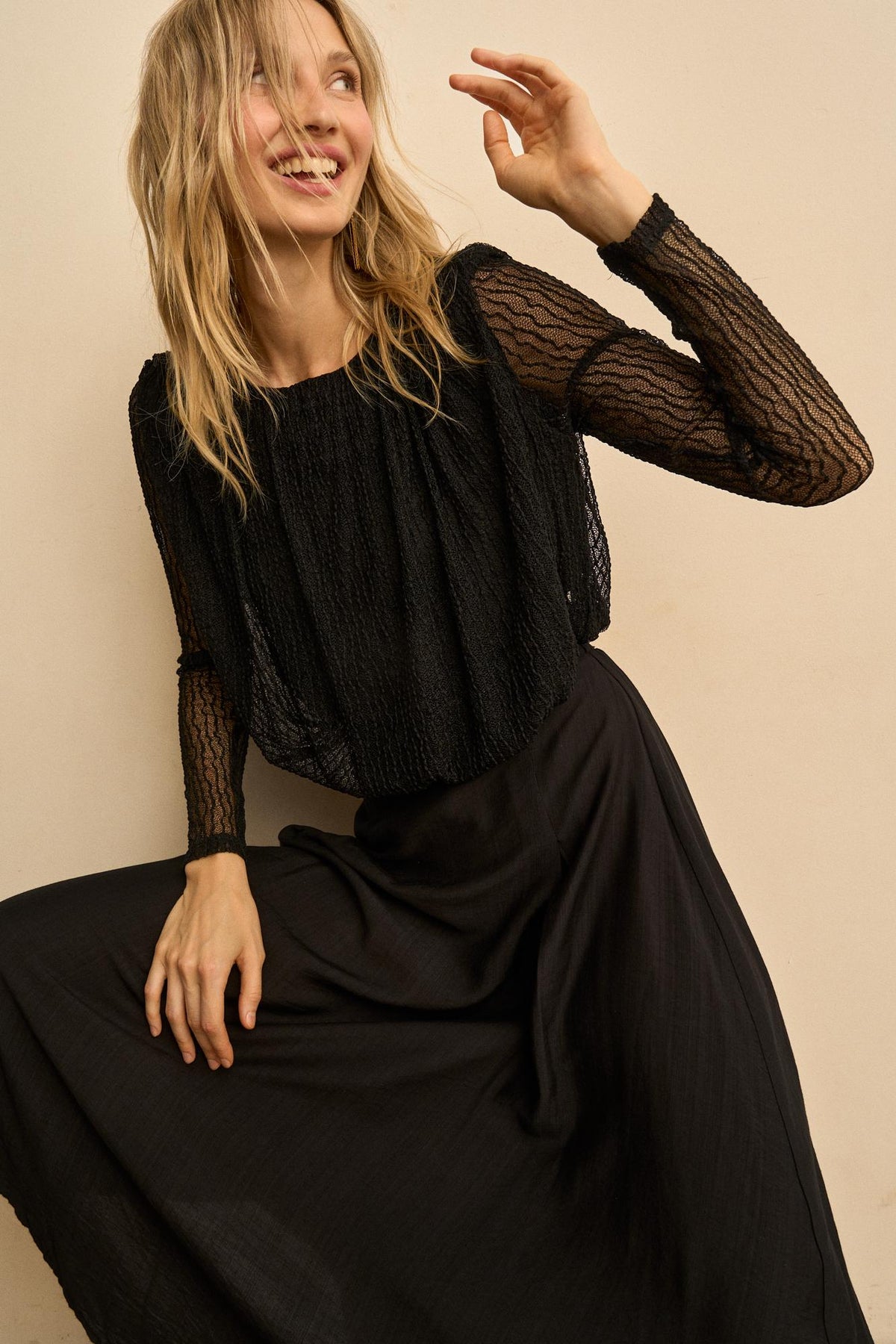 Ysoria Pleated Lace Blouse