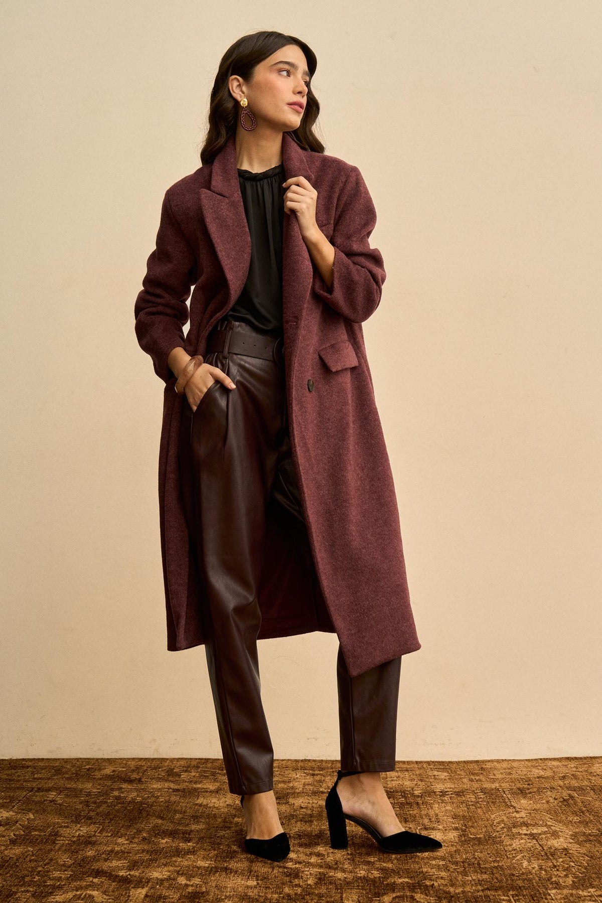Eulalie Wool-Blend Wrap Coat