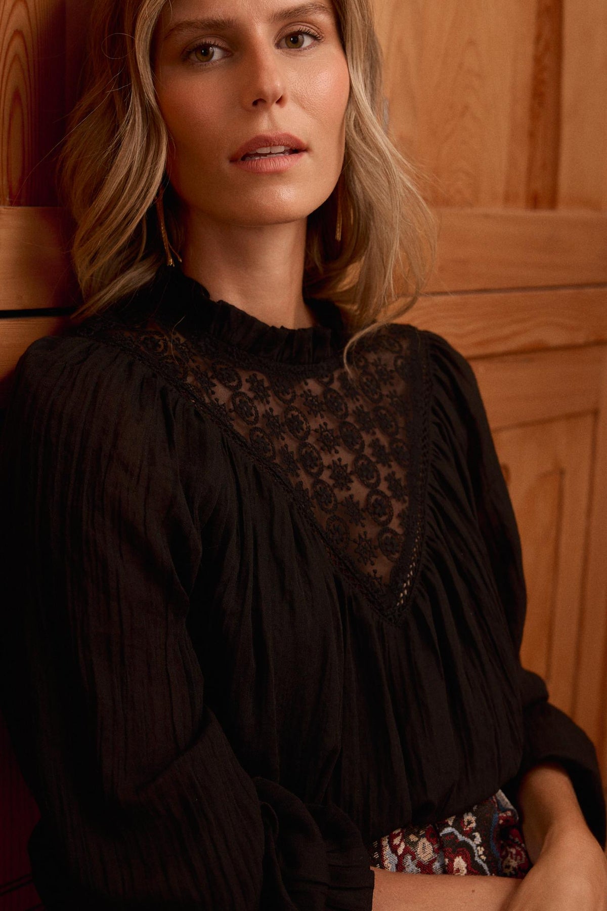 Paola Lace Neckline Blouse