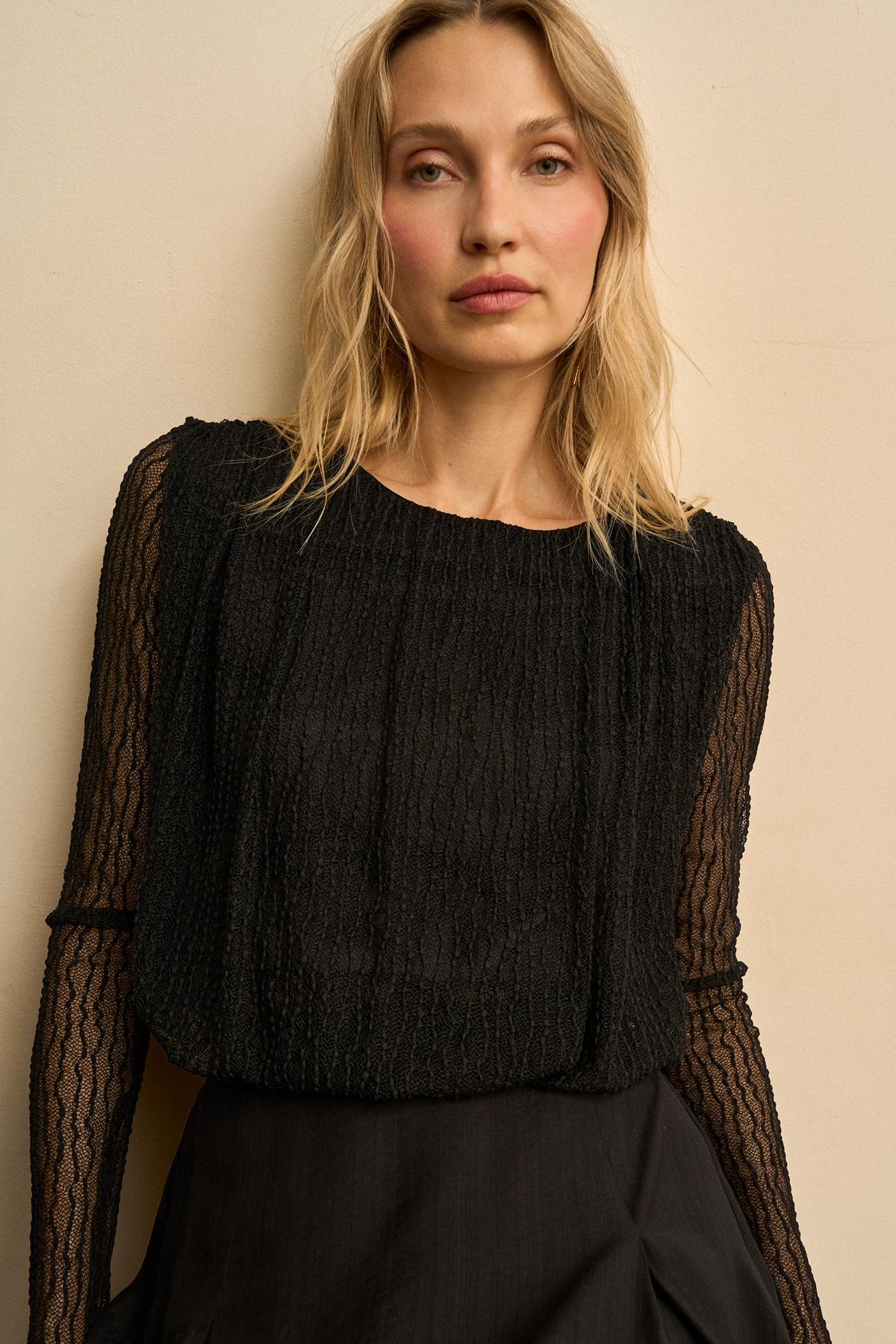 Ysoria Pleated Lace Blouse