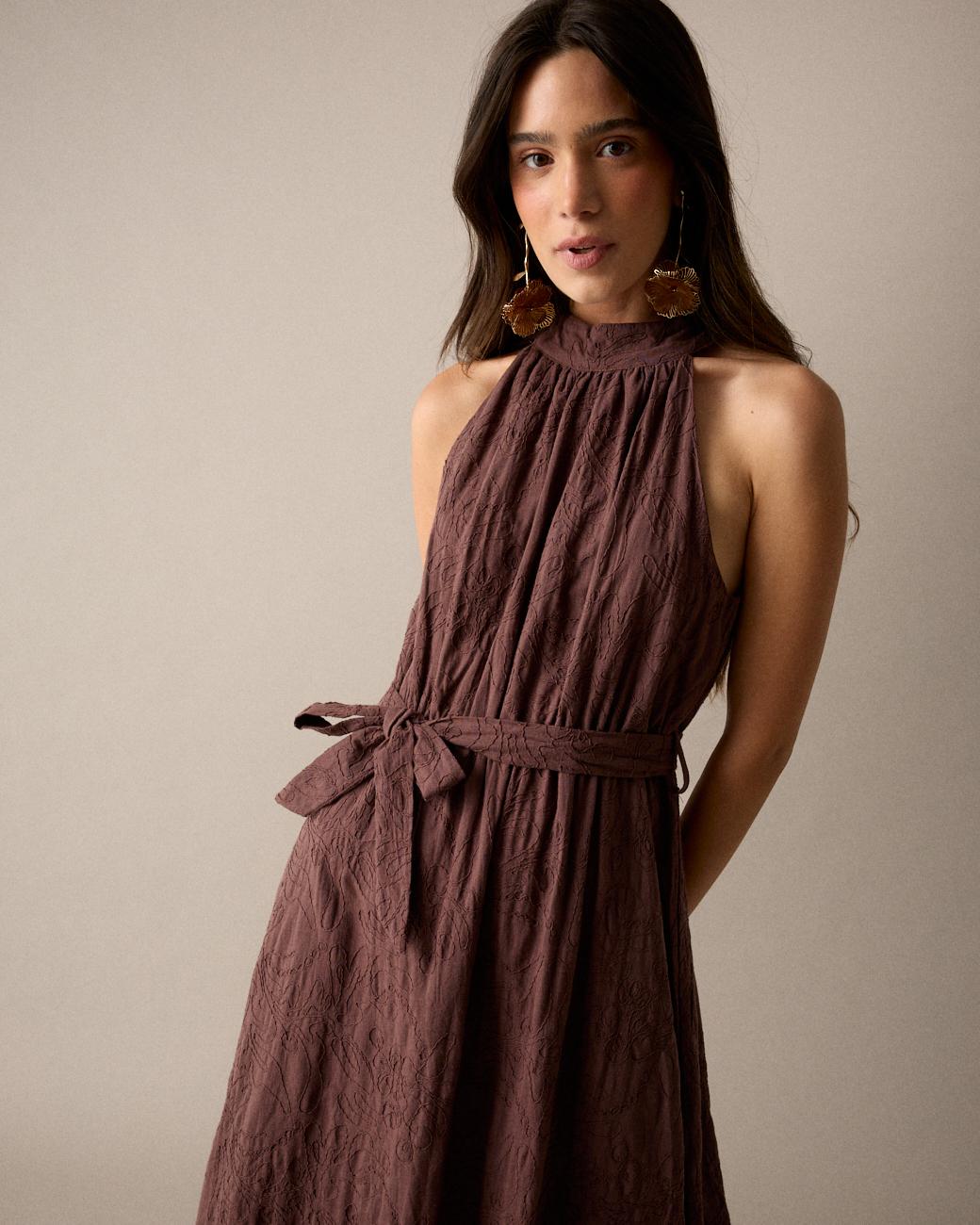 Halter Neck Embroidered Dress