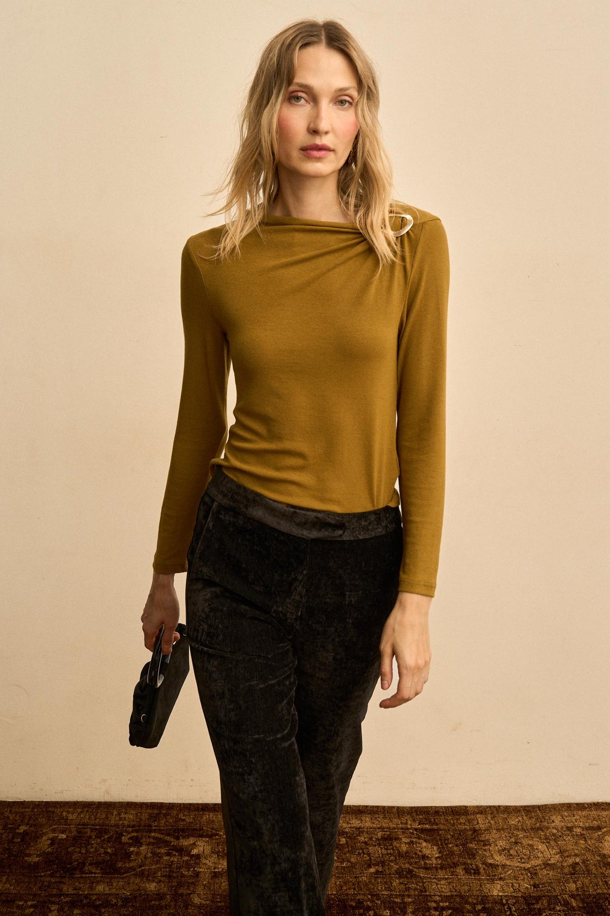 Ysée Draped Top with Brooch