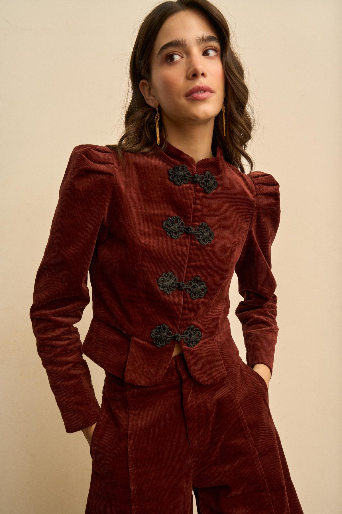 Isoline Embroidered Corduroy Jacket