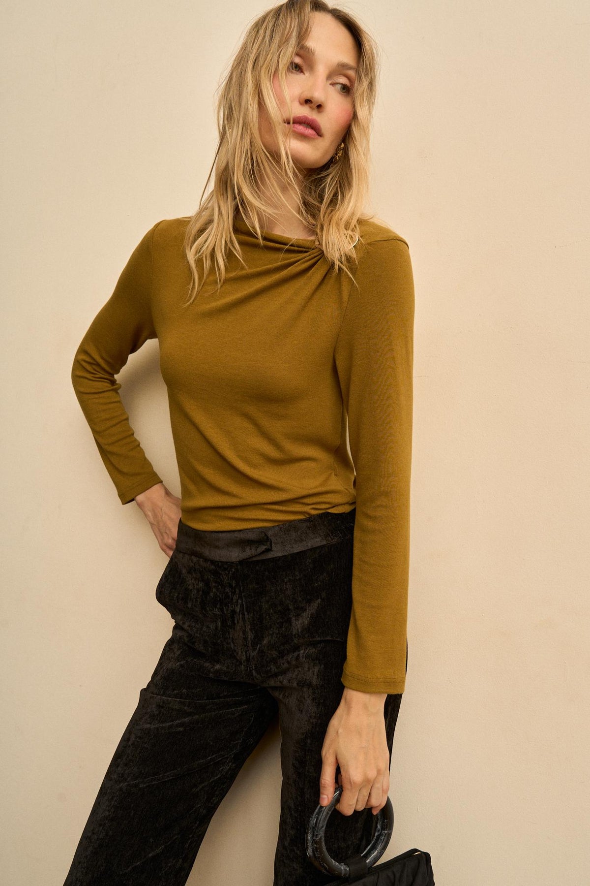 Ysée Draped Top with Brooch