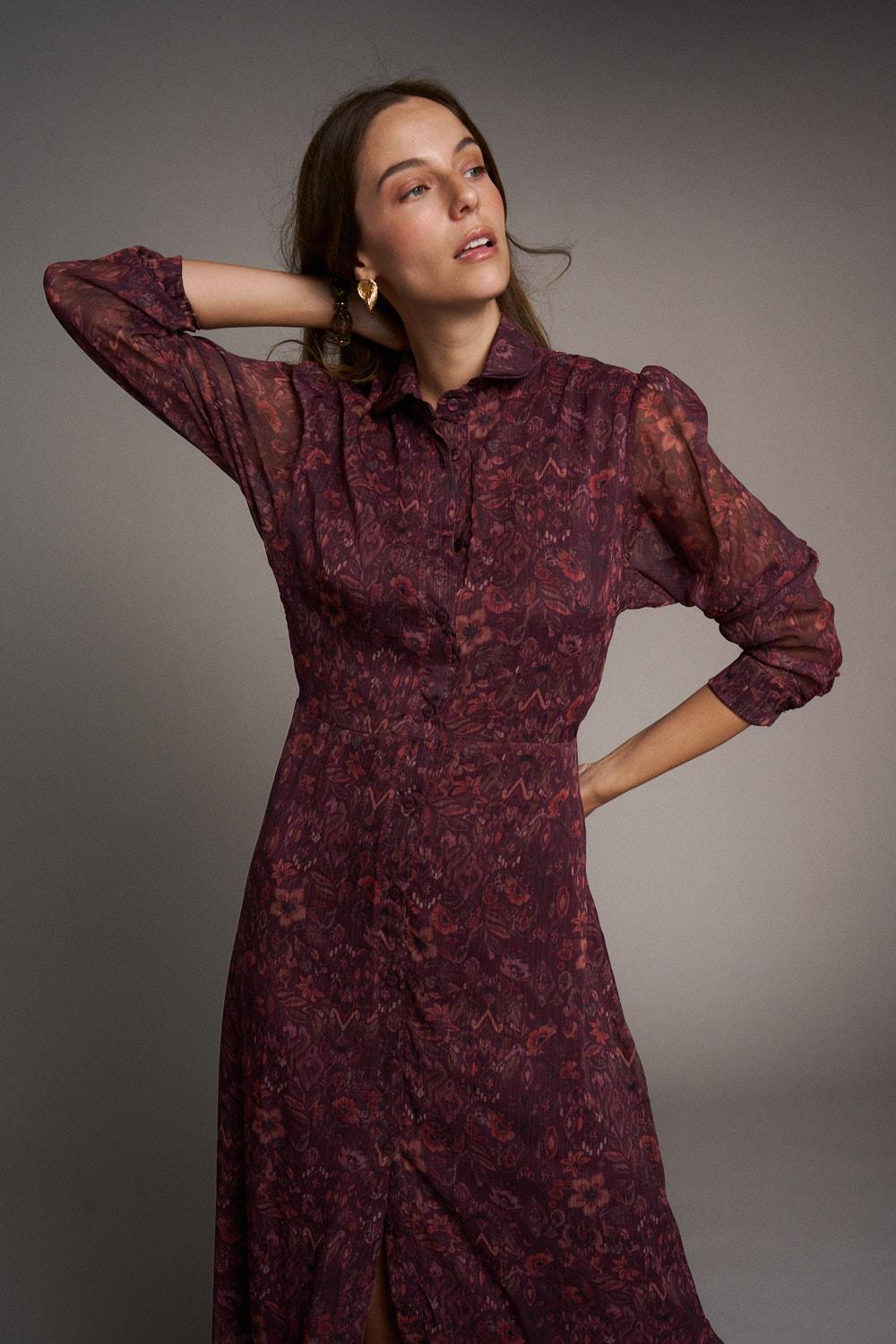 Ombeline Aubergine Dress