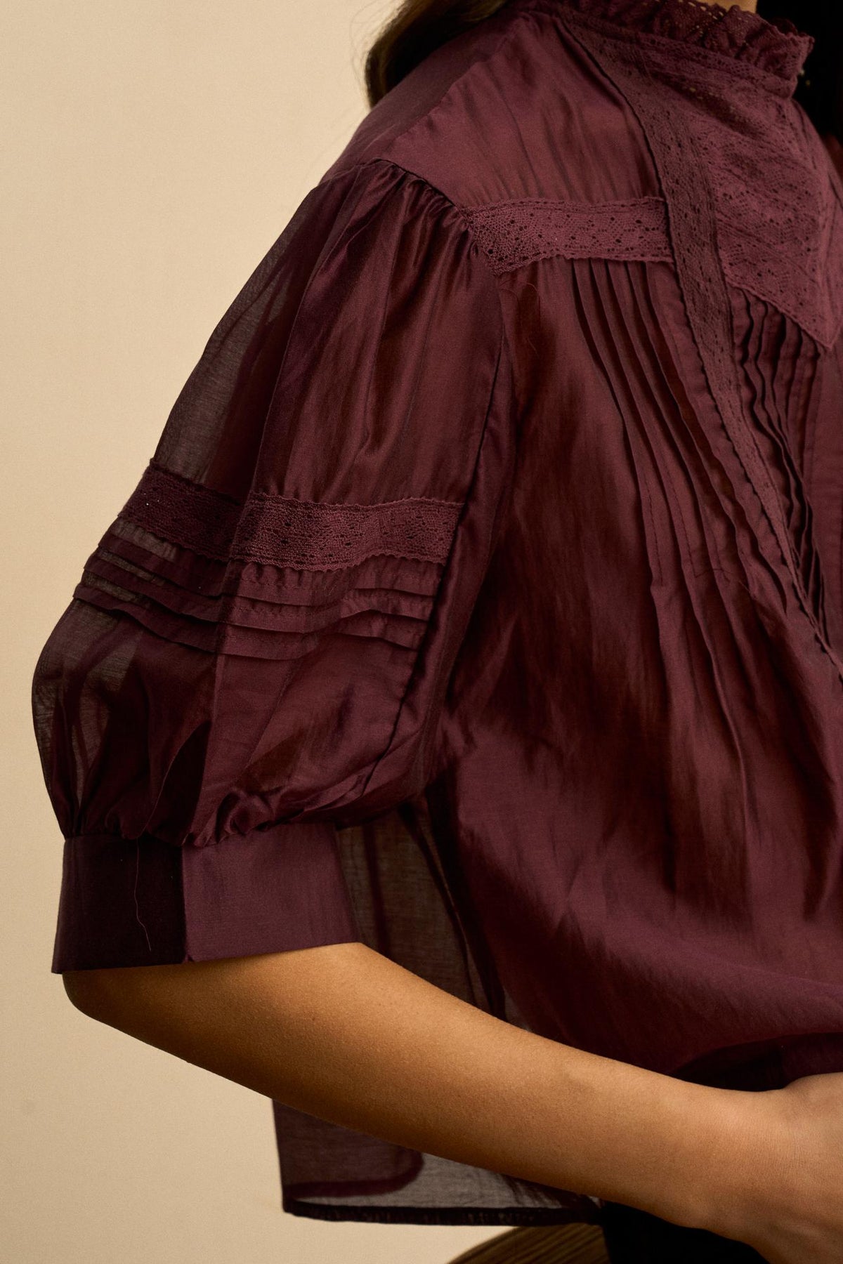 Soline Pintuck Puff-Sleeve Blouse