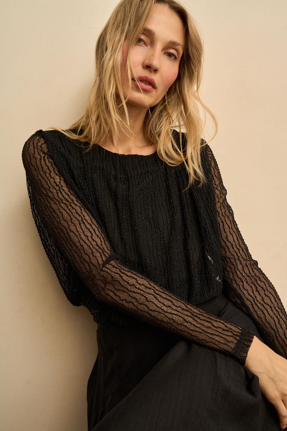 Ysoria Pleated Lace Blouse